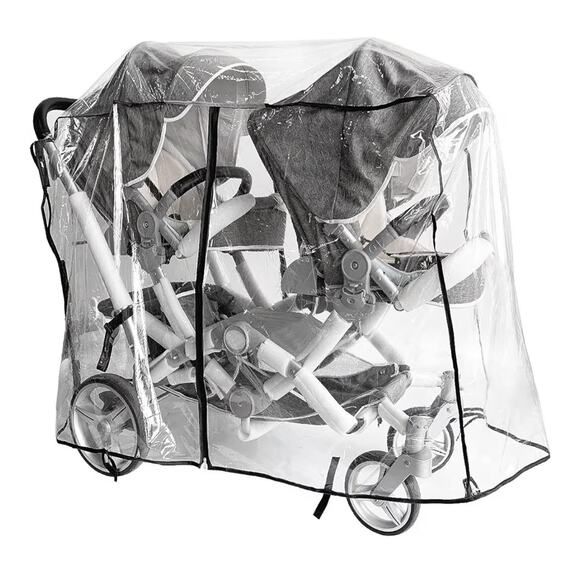 Universal Other - Ezkindheit Double Stroller Rain Cover Universal Tandem Twin Waterproof